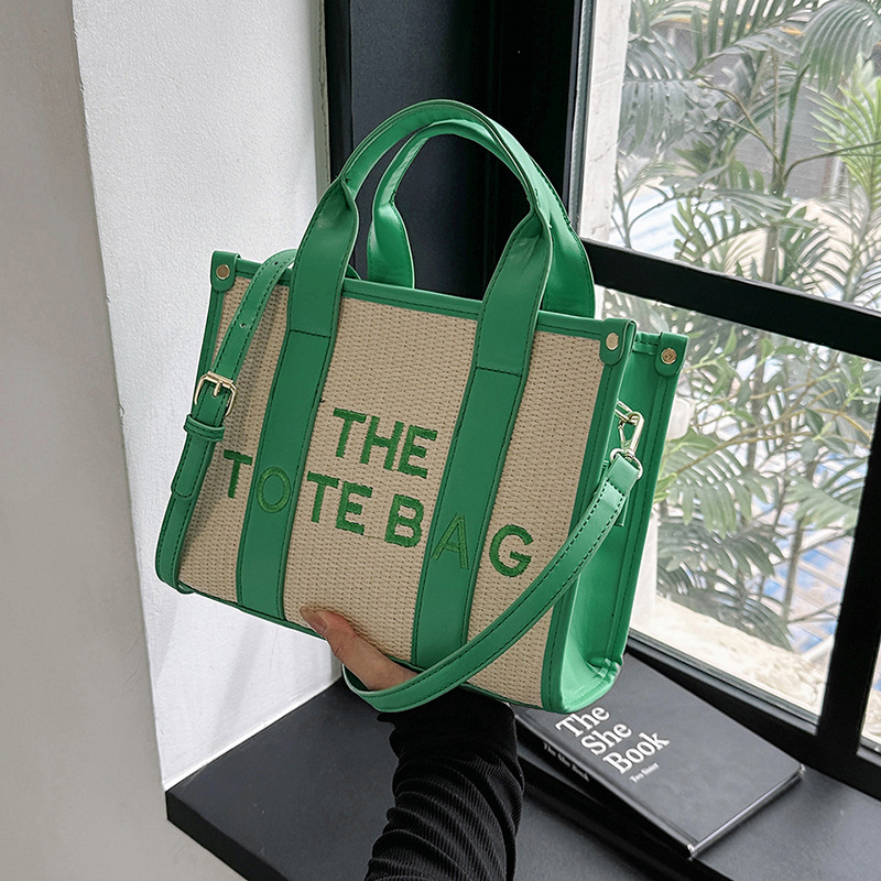 Cross-border 2025 New fashion woven two-line word mother-daughter bag, single-shoulder bag, textured tote bag, commuter crossbody bag full figure