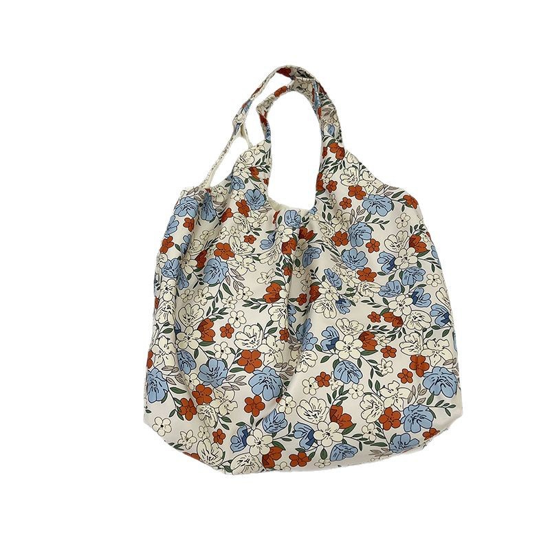 New large-capacity fashionable floral single-shoulder bag, fresh and stylish underarm bag, artistic and retro canvas women's bag for shopping Item Picture