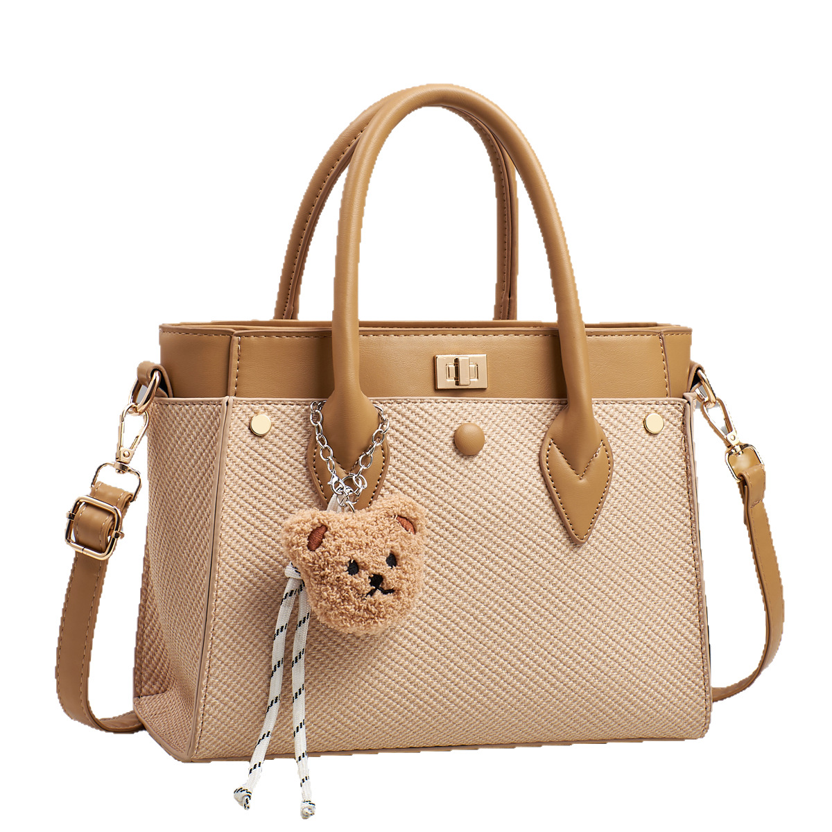 Mother's Day large-capacity handbag, square commuter bag, fashionable single-shoulder crossbody bag, top layer drop-patterned PU women's bag Item Picture