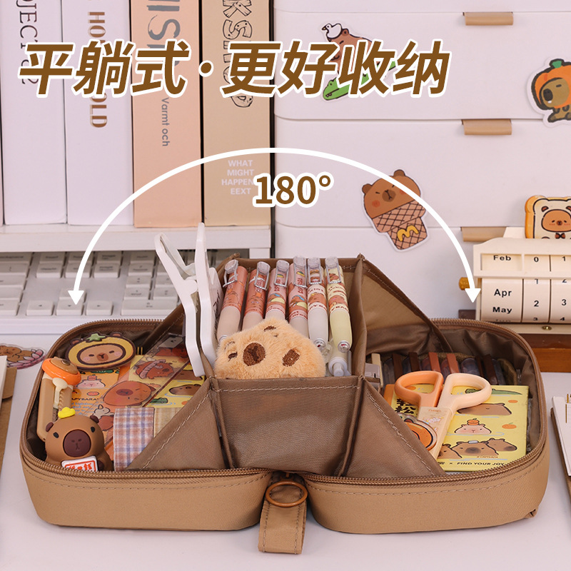 Cross-border volcano flip cover pencil case, large capacity, high appearance level, boys, girls, primary and secondary school students, children's stationery box, pencil case Specification drawing