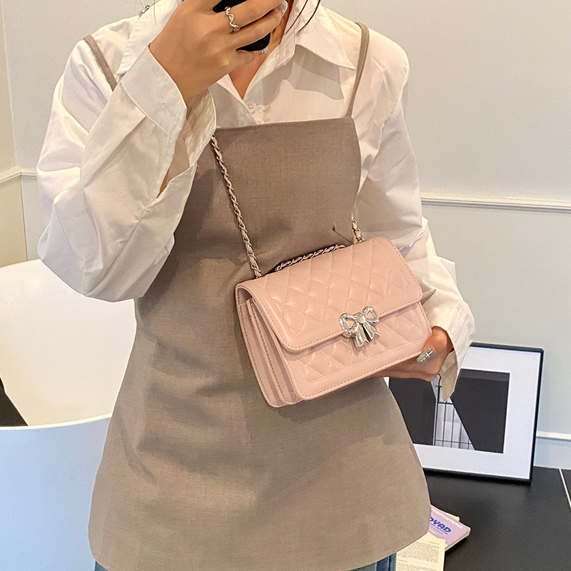 2025 New Korean-style fashionable little Chanel diamond-shaped chain small square bag for women, high-end quality, versatile single-shoulder crossbody bag Specification drawing