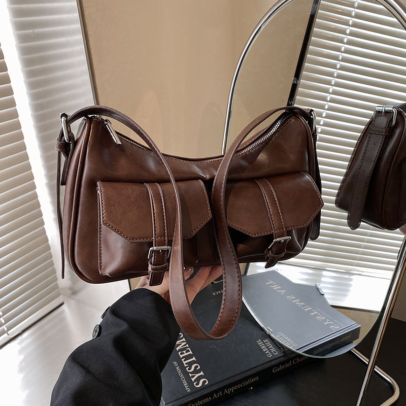 Underarm multi-pocket bag for women, 2025 new Korean style Instagram trendy and fashionable single-shoulder bag, a niche and high-end small square bag details Picture