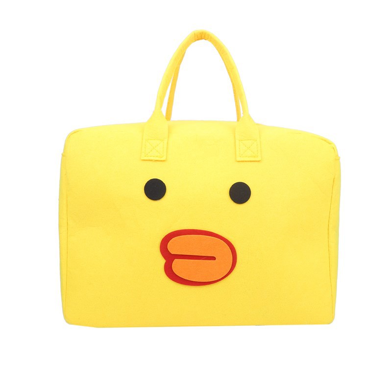 Large-capacity cartoon felt storage bag, cute cartoon children's travel luggage bag, short-distance fashionable and portable storage bag Item Picture