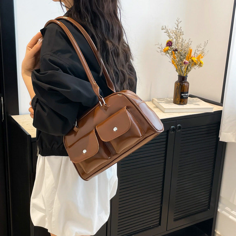 Cross-border retro underarm bag for women, 2025 new style, high-end and versatile, hand-held bowling single-shoulder pillow bag Specification drawing