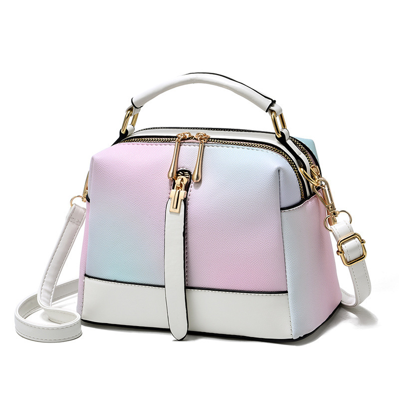 Gradient color PU leather bag for women, 2022 new style fashionable single-shoulder bag, trendy women's crossbody bag, candy-colored handbag Item Picture