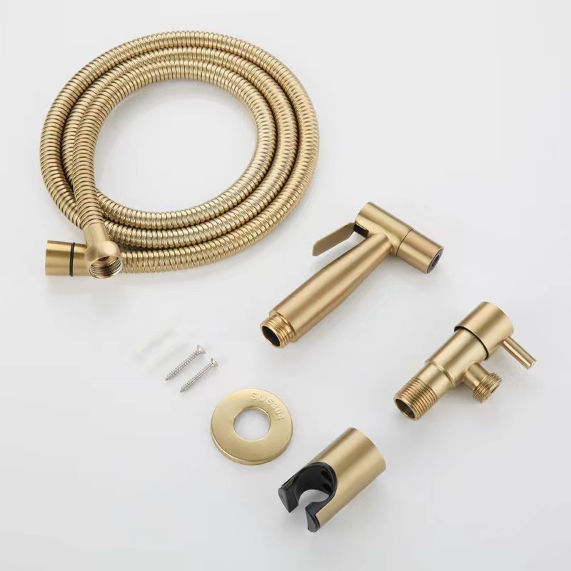 304 stainless steel toilet washbasin set, black brushed gold faucet washbasin set, cold and hot water spray gun set Specification drawing