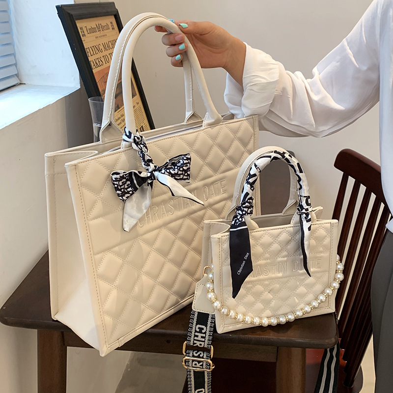 Factory wholesale custom high-end pearl handbags, women's large-capacity commuter tote bags, casual single-shoulder crossbody bags full figure