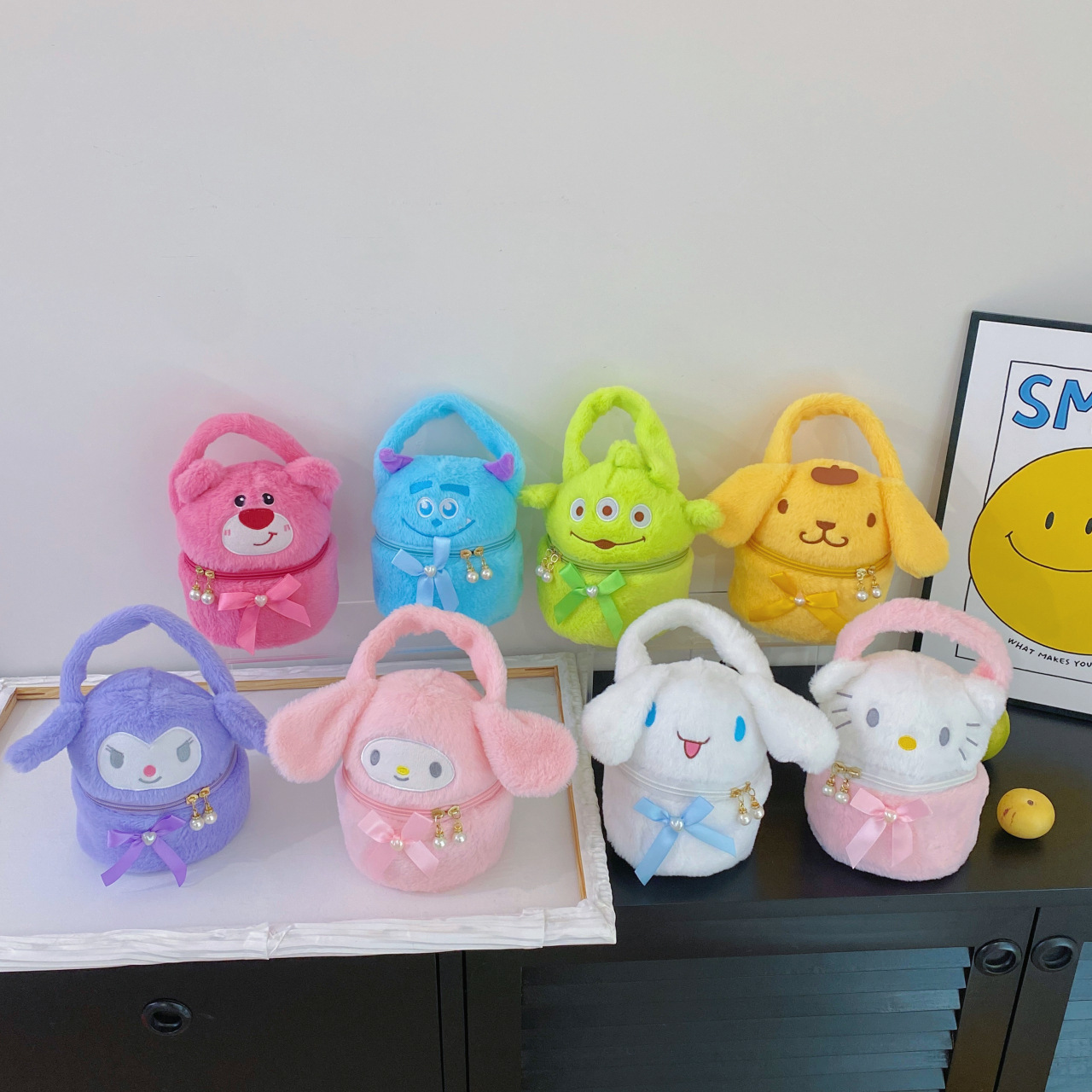 Japanese-style cute big-eared dog plush bucket 2023 new cartoon Melody Soft Girl mini handbag gift full figure