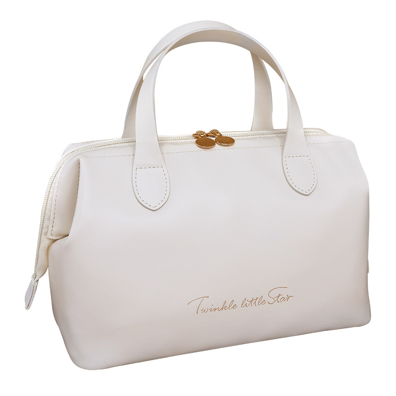 New large-sized French handbag, high appearance level, large capacity, high-end feel, makeup bag, portable PU cosmetics storage bag Item Picture