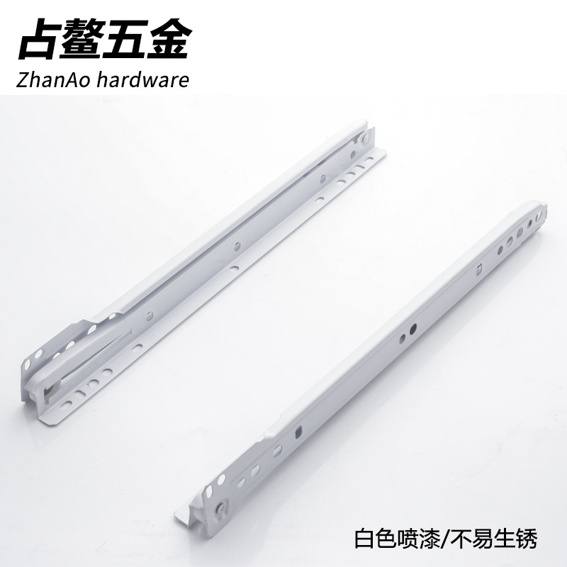 FGV European Style Model 604 powder-coated drawer slide rail, roller slide rail, pulley guide rail, two-section ball white details Picture