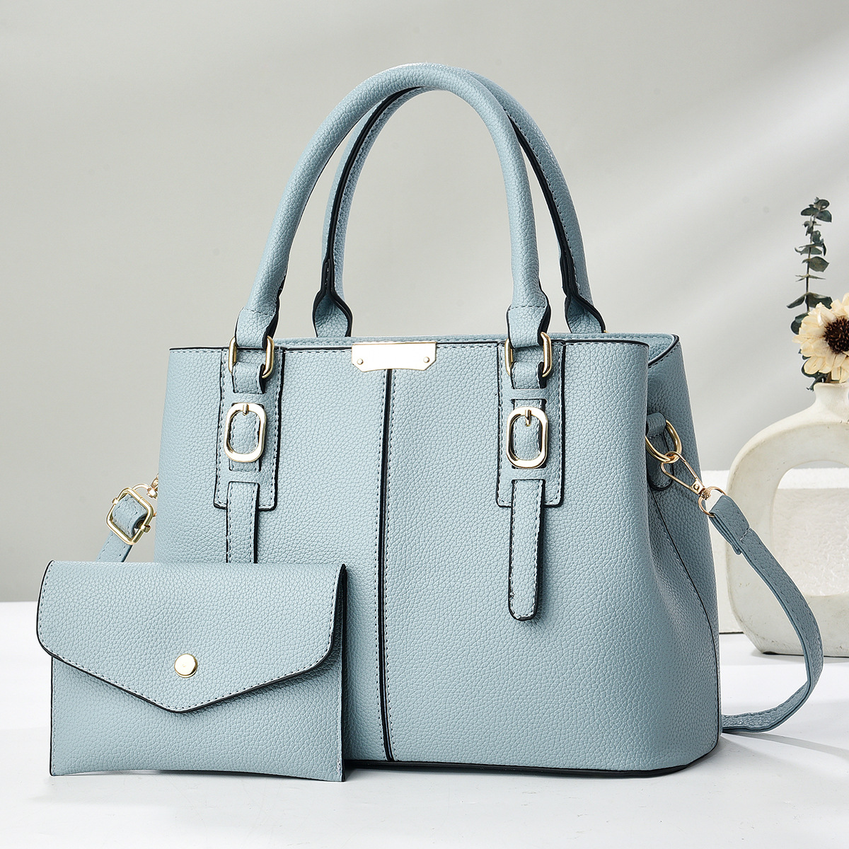 Two-piece bag set 2025 Taizhou PU women's bag, fashionable single-shoulder bag, versatile handbag, high-end for travel Specification drawing