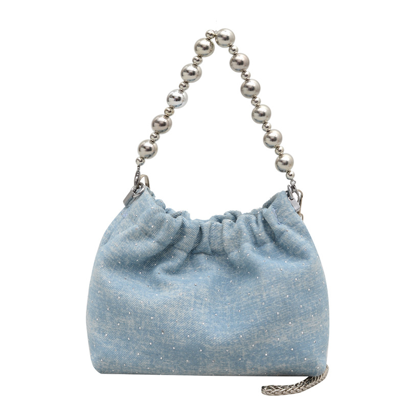 Niche design fashionable denim bag for women, 2025 new Korean version chain single-shoulder crossbody bag, trendy bucket bag Item Picture