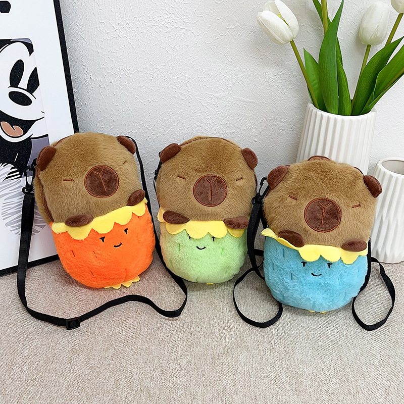 New cartoon plush bag, Capibara cute capybara doll, single-shoulder crossbody, girlish coin purse wholesale full figure