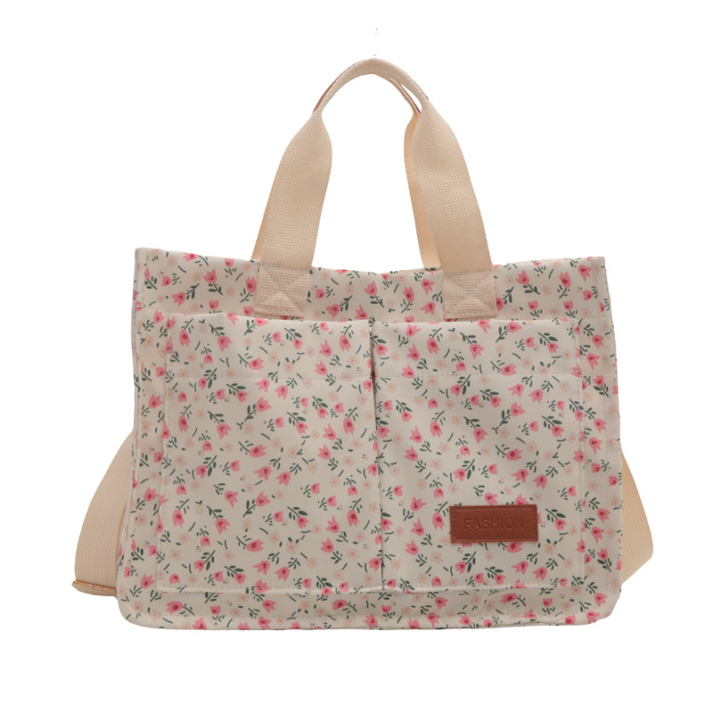 Autumn floral print bag, personalized 2024, large capacity double-pocket, stylish beach shopping bag, crossbody single-shoulder handbag for women Item Picture