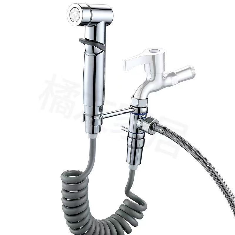 Toilet companion spray gun, one in and two out function, bathroom feminine wash, high-pressure spray gun, household Angle valve flushing device Item Picture