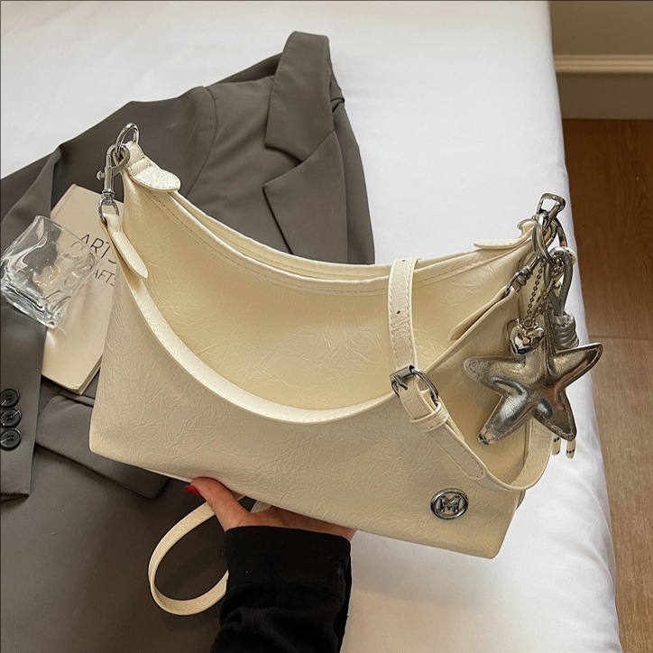 Cross-border fashion underarm bag, versatile women's bag 2025 new style stylish small square bag, solid color single-shoulder bag, casual crossbody bag full figure