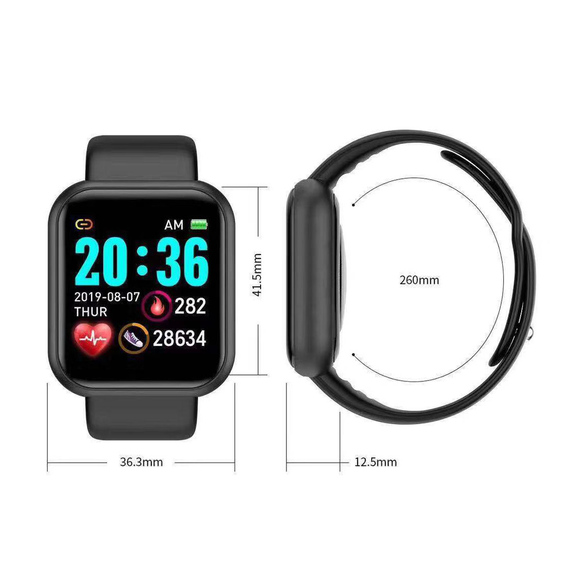 Cross-border Bluetooth Y68 smart bracelet, color screen heart rate and blood pressure monitor, step sports watch, D20S smart bracelet manufacturer details Picture