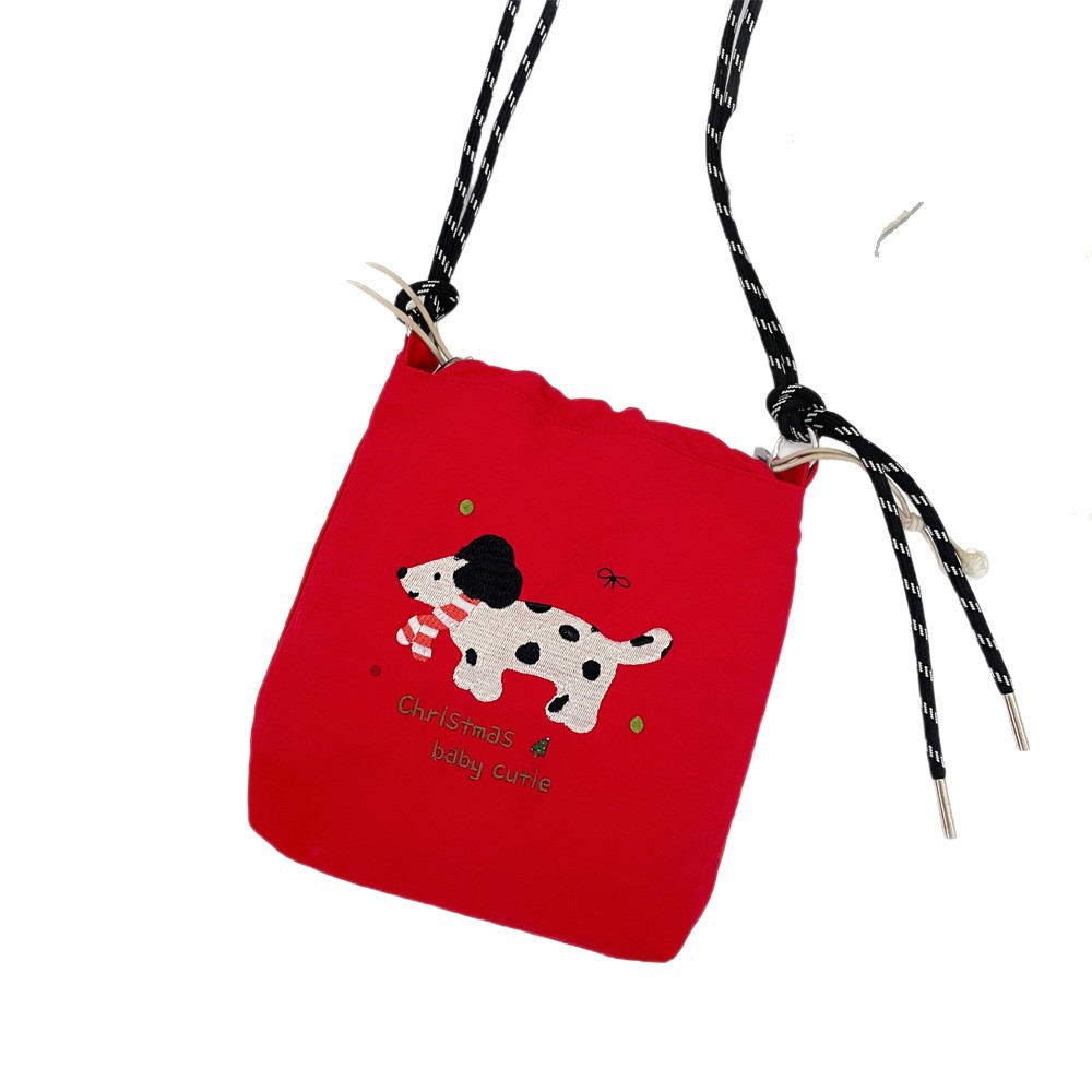 5731 Cute colorful embroidered bucket Bag, Japanese and Korean small cloth bag, casual single-shoulder crossbody mobile phone bag for academy girls Item Picture