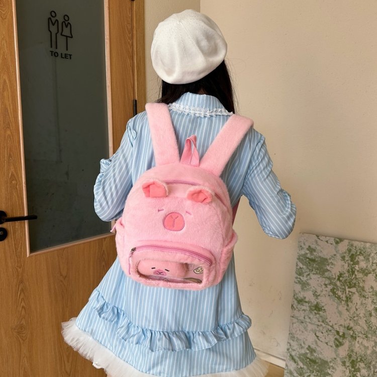 The new summer Capibara plush backpack is cute and versatile, a pain-relieving bag for girls, and a cartoon capybara student small backpack Specification drawing