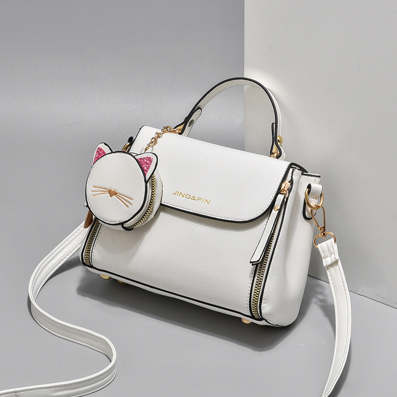"2024 New Korean-style stylish small square bag, fashionable cat single-shoulder crossbody bag, ladies' handbag. full figure