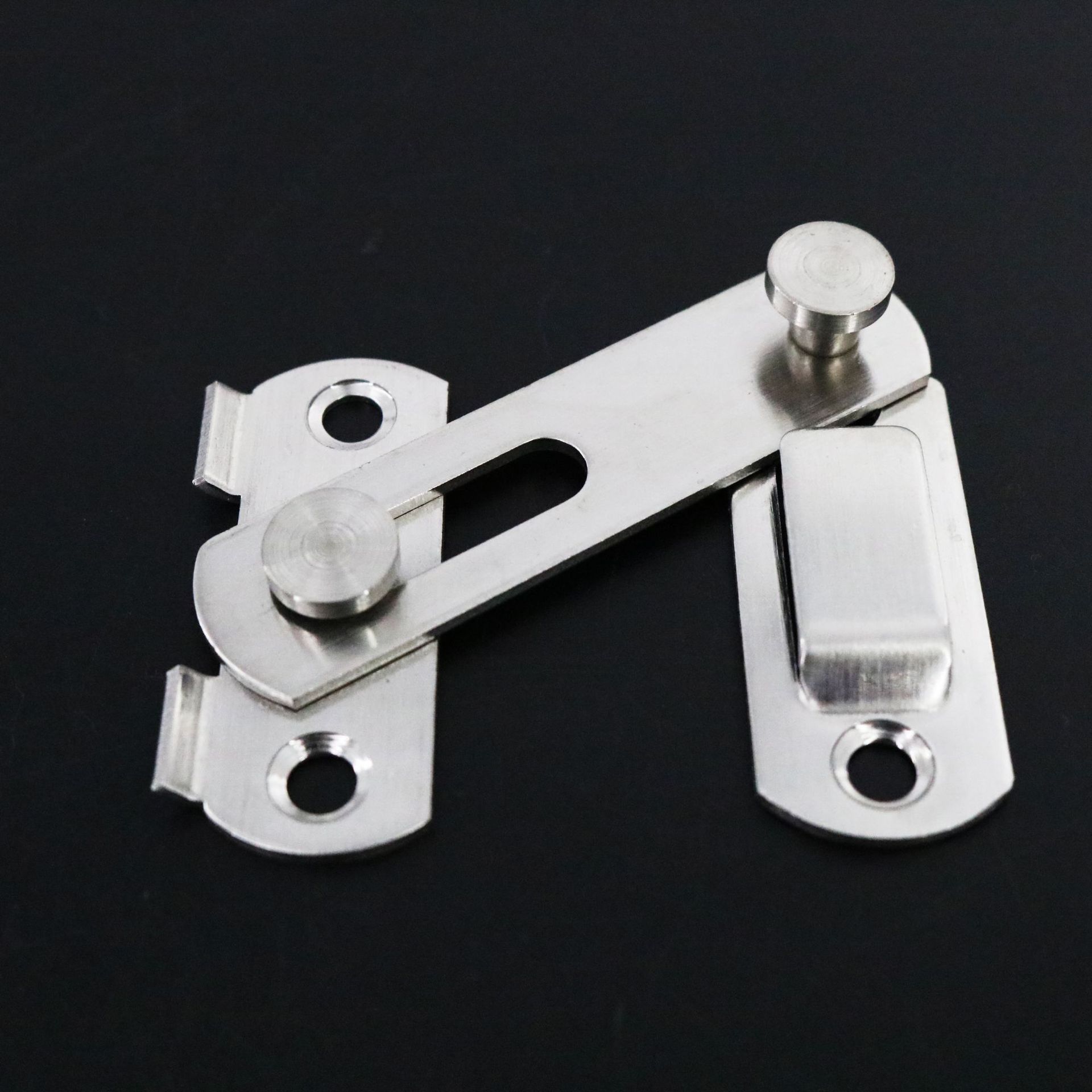 Stainless steel door latch, 90-degree right-angle sliding door buckle, latch, pet cage safety door bolt, anti-theft safety door lock latch details Picture