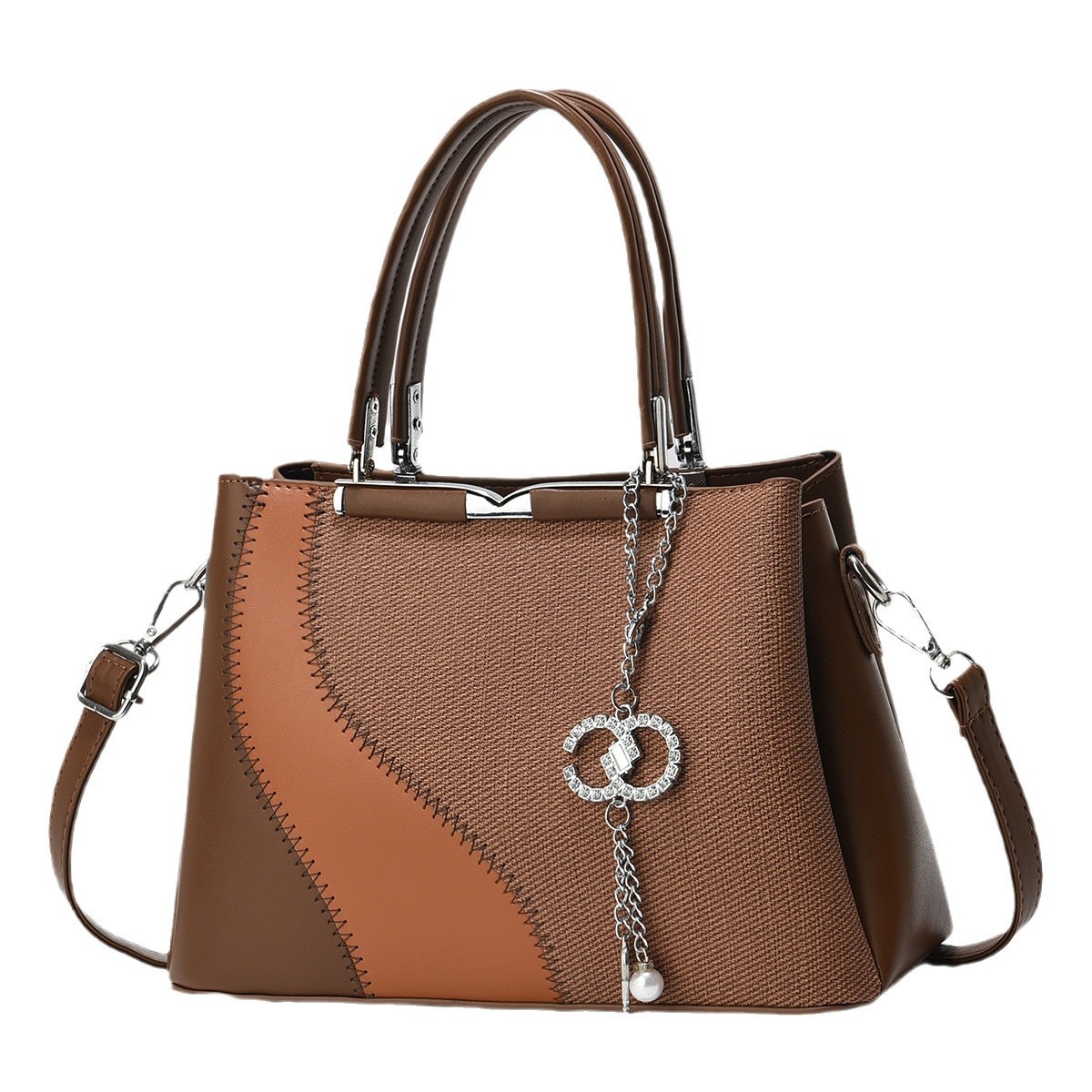 Cross-border versatile single-shoulder bag, high appearance level crossbody bag, trendy new style patchwork color-blocking handbag, large capacity multi-layer fashion Item Picture