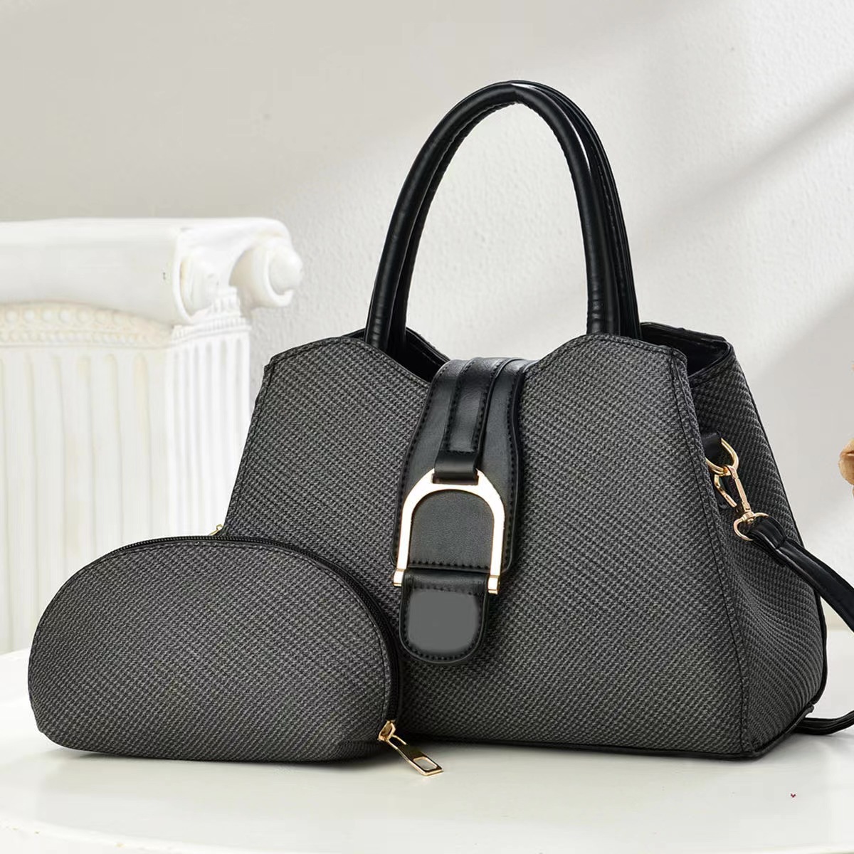 Two-piece set of mother and child bags 2025 new style elegant handbag, fashionable, simple and high-quality single-shoulder bag, cross-border bags full figure