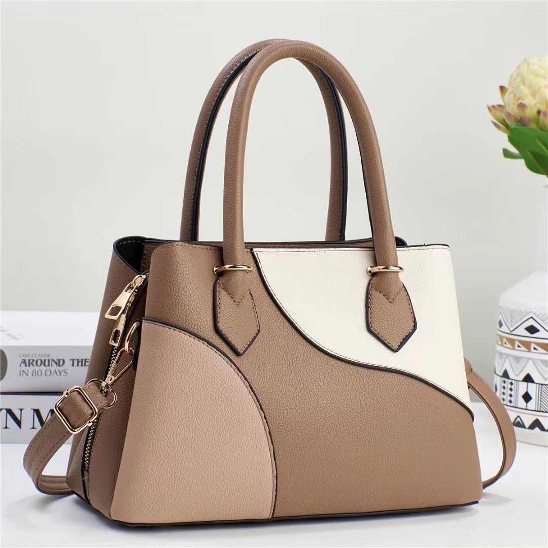Patchwork color-blocking hand-held foreign trade women's bag for spring 2024, new women's handbag, European and American fashion single-shoulder crossbody bag Specification drawing