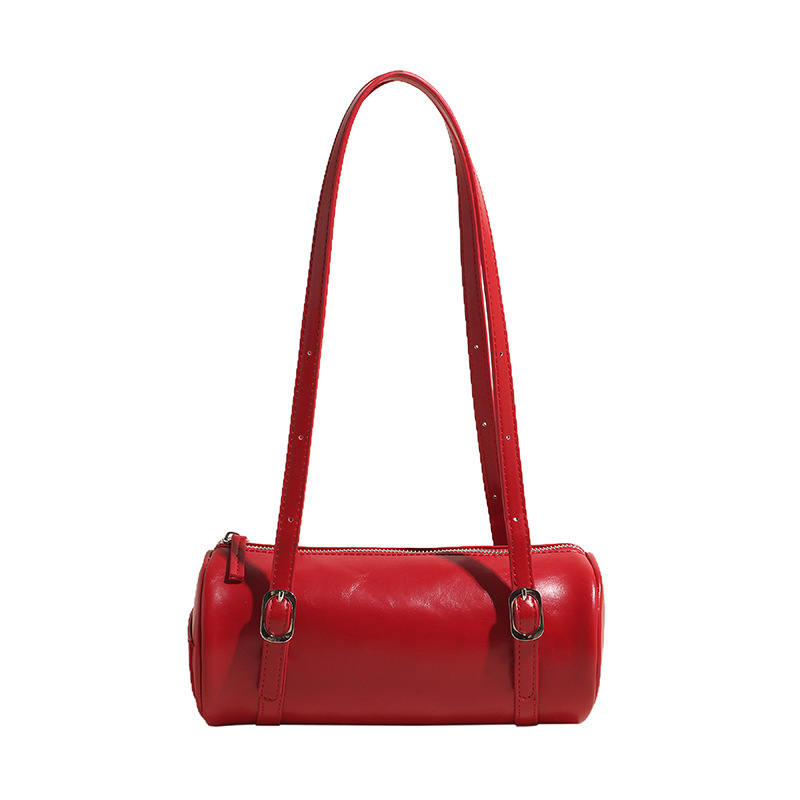 Korean version hand-held cylindrical bag PU simple and fashionable 2025 new single-shoulder bag for women, niche design, versatile underarm bag for women Item Picture