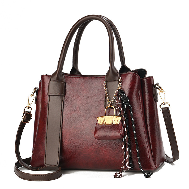 Mother's Day gift 2024 New retro red handbag, large-capacity middle-aged mom bag, casual women's bag Item Picture