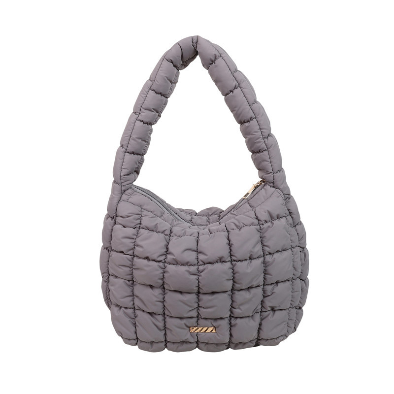 Elastic embroidery commuting style trendy Korean women's bag 2025 New pleated cloud hand-held shoulder crossbody tote bag Item Picture