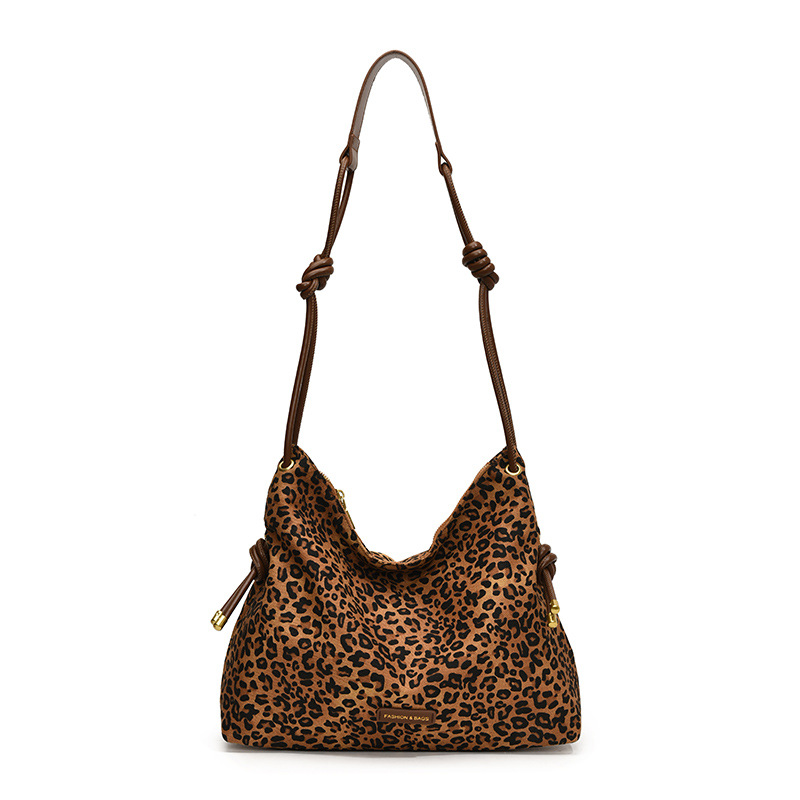 Fashionable and trendy leather and velvet women's 2024 new Korean version leopard print tote bag, large-capacity single-shoulder bag Item Picture