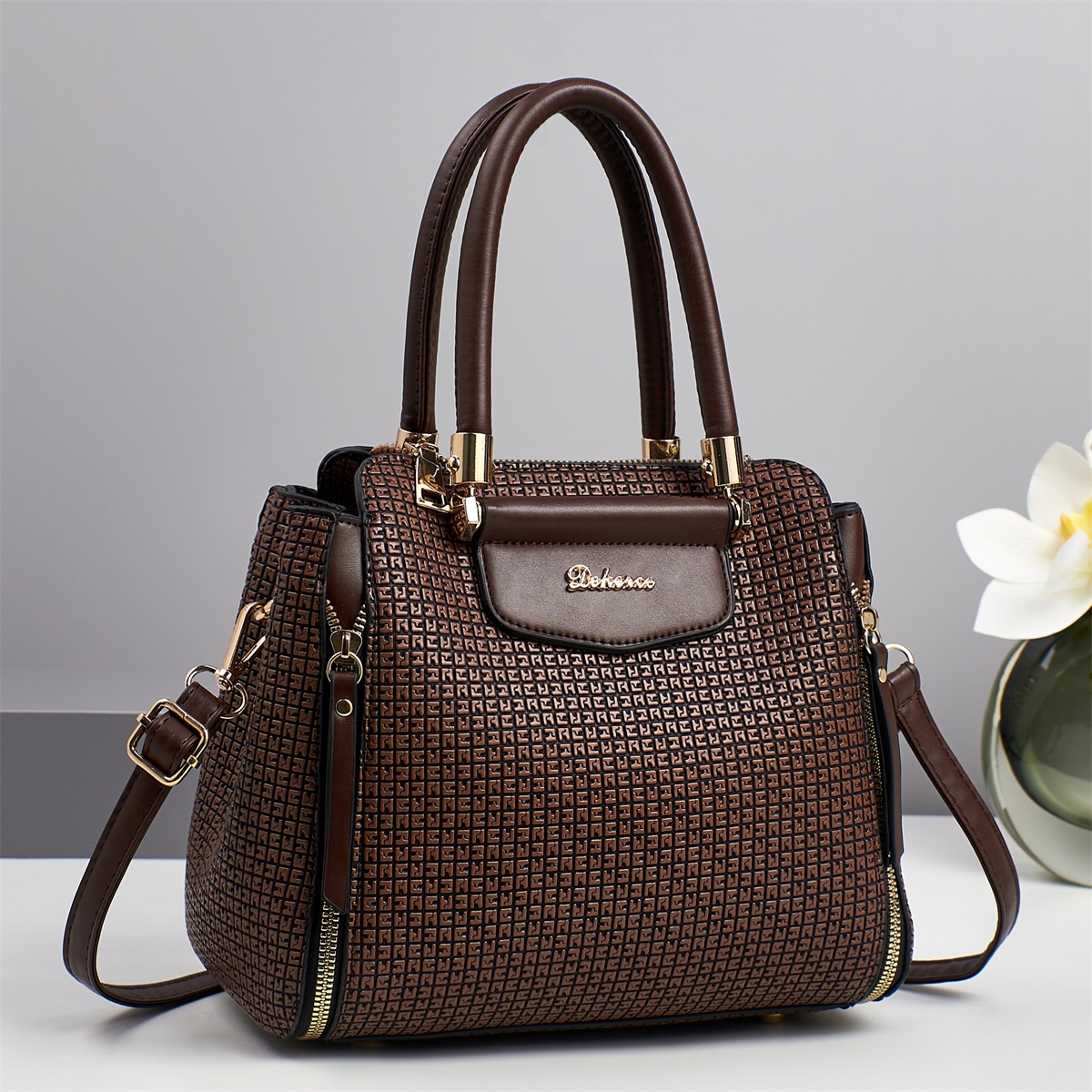 Women's bag manufacturer's PU handbag 2025 model solid color retro single-shoulder bag, Korean style fashionable large-capacity crossbody bag details Picture