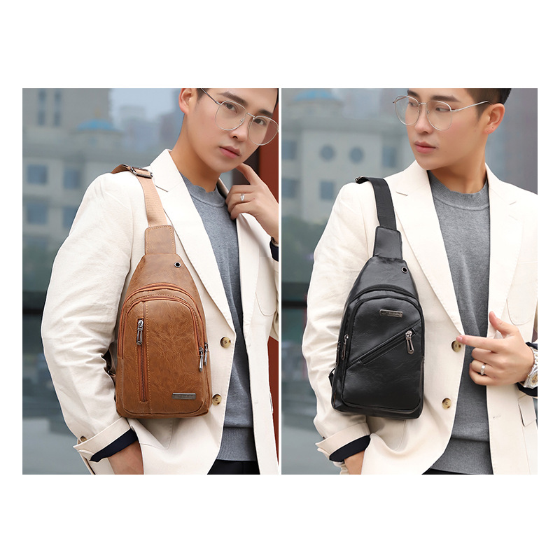 Wholesale and cross-border delivery of men's business PU leather chest bags, large-capacity travel crossbody bags, fashionable and versatile single-shoulder bags Application Scenario