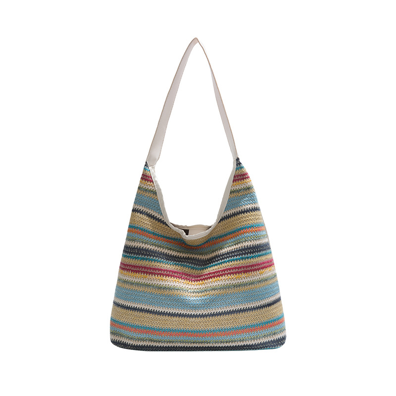 Large bag, women's colorful underarm bag, woven commuter tote bag, straw woven large capacity, 2025 new style versatile shoulder bag Item Picture