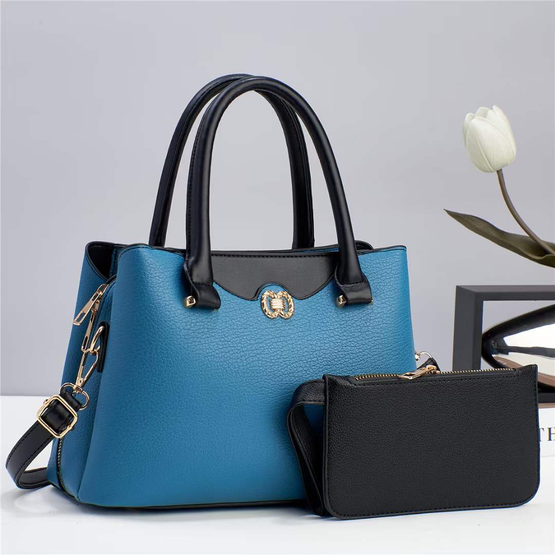 A new two-piece set of women's bags with contrasting colors, a fashionable and trendy cross-border bag, and a single-shoulder crossbody mom bag Specification drawing