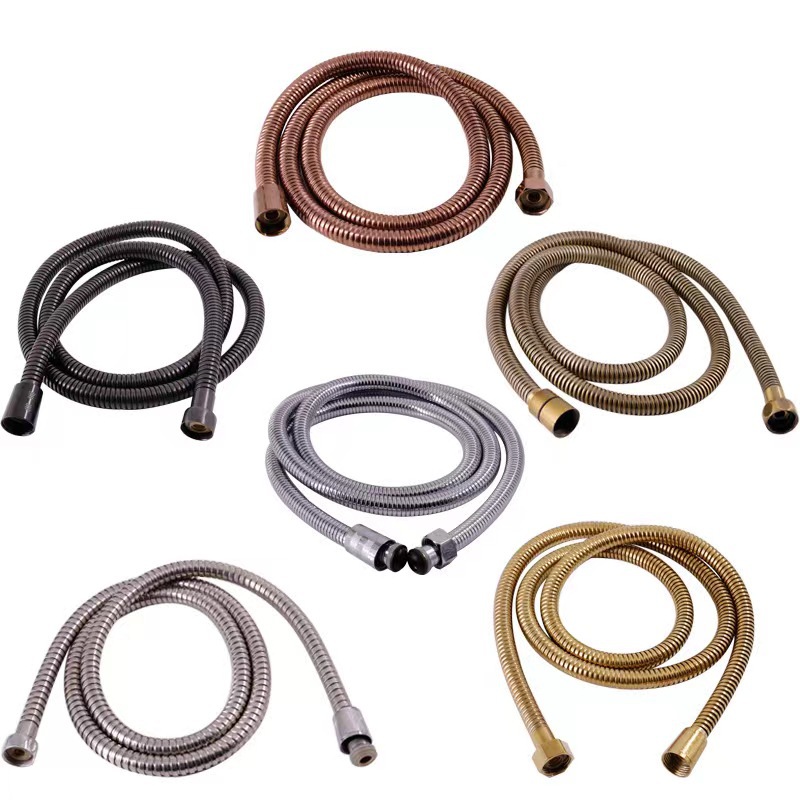 Black stainless steel shower hose, bathroom golden hose, explosion-proof metal shower hose, antique encrypted hose full figure