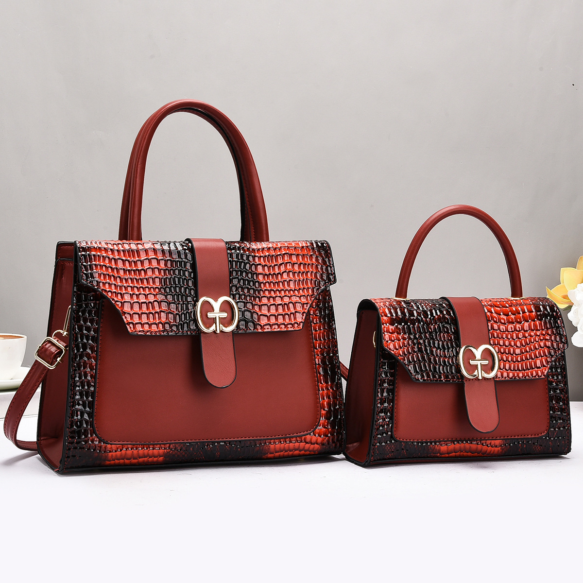 Fashion Set 2025 New Crocodile Pattern Women's Bag Two-piece set, large capacity multi-purpose summer crossbody bag, single-shoulder bag full figure