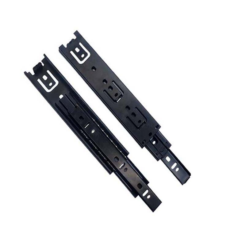 Wholesale buffer sliding door steel ball slide rails, silent cold-rolled steel wardrobe guide rails, drawer tracks, 35mm wide three-section slide rails Item Picture