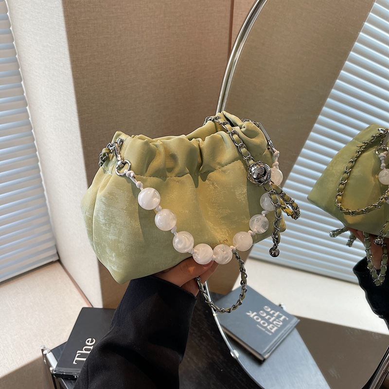 Simple and elegant pearl handbag, 2024 new Korean-style fashionable bucket bag, high-end texture, versatile single-shoulder bag Specification drawing
