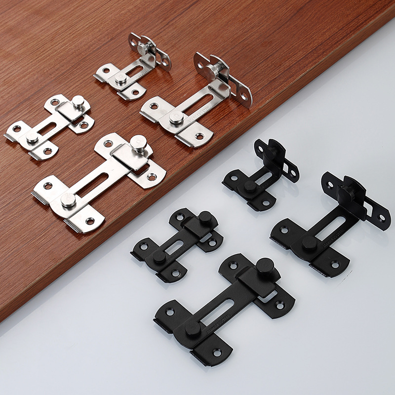 Stainless steel door latch, household pet cage, door bolt, lock, sliding door, left and right snap, door lock, thickened 90-degree right-angle door latch details Picture