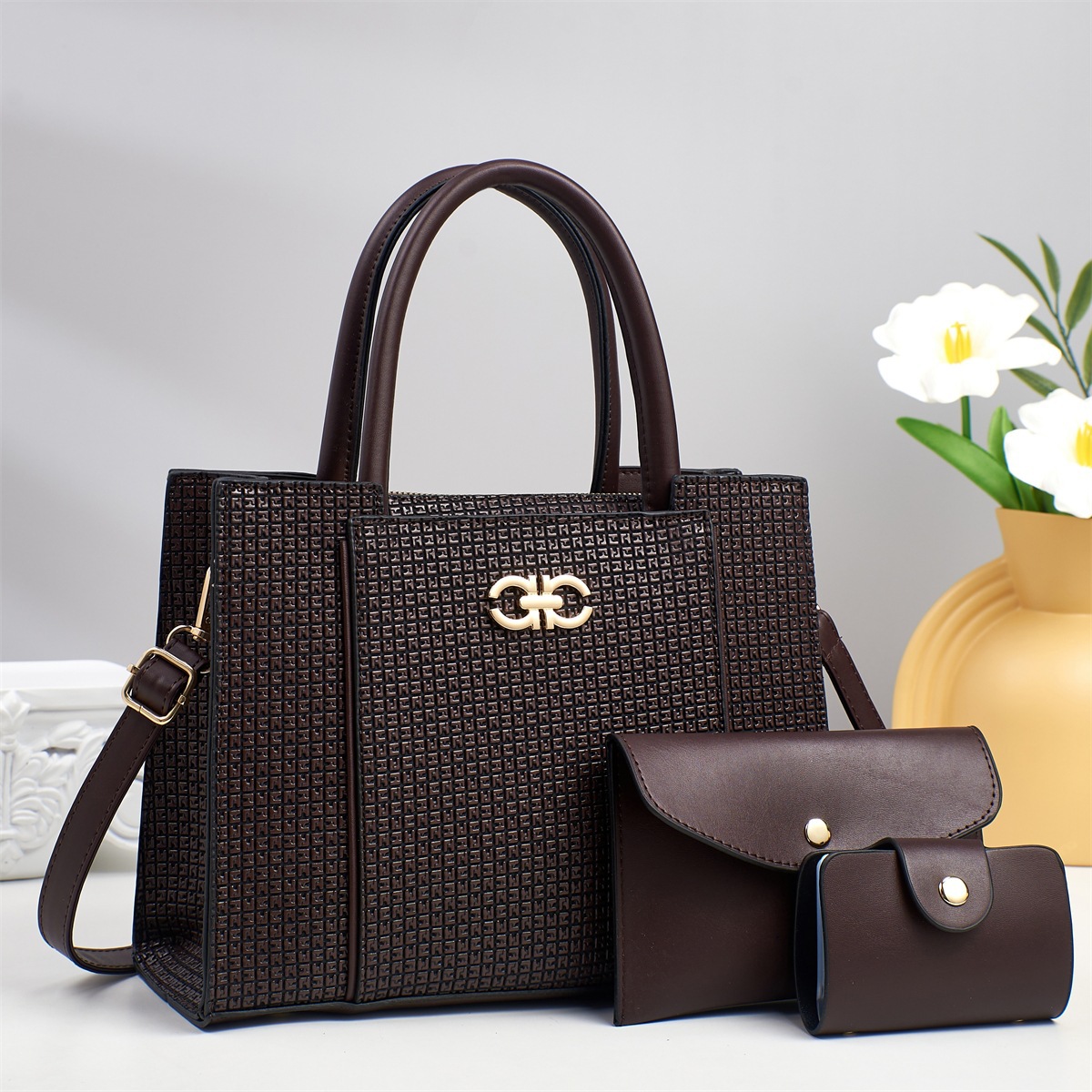 Simple Tote Commuter three-piece set 2025 New style light luxury women's handbag, large-capacity export bestseller single-shoulder bag Specification drawing