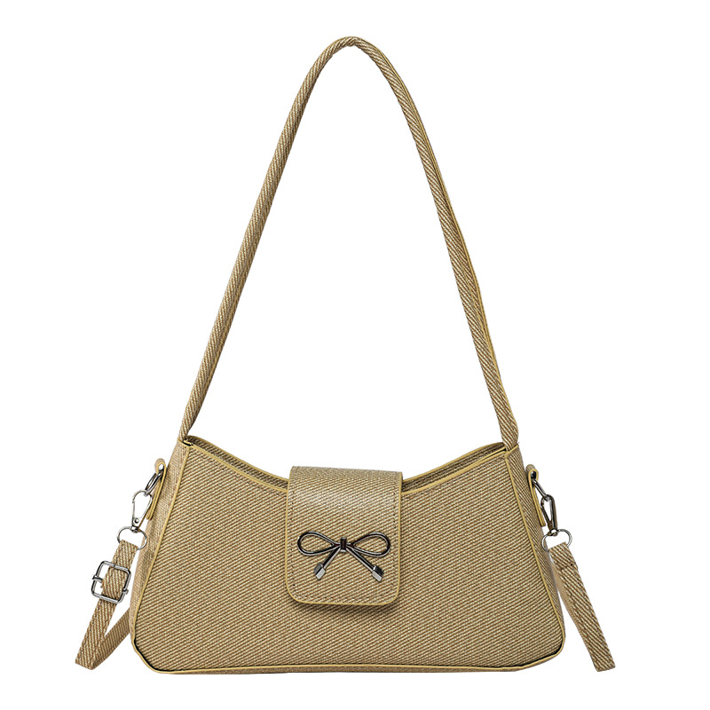 2025 New Korean-style, niche, high-end, versatile commuter baguette bag, minimalist bow, single-shoulder, underarm bag for women Item Picture