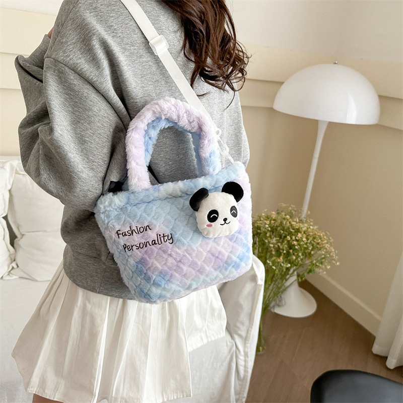New cute plush toy handbag, Panda hand bag, large capacity, versatile and easy to match, birthday gift Specification drawing