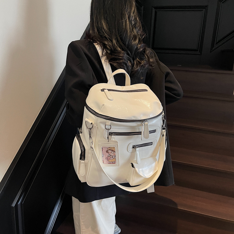 A trendy motorcycle backpack for girls in 2025, a new multi-pocket zipper backpack for college students' school bags Specification drawing