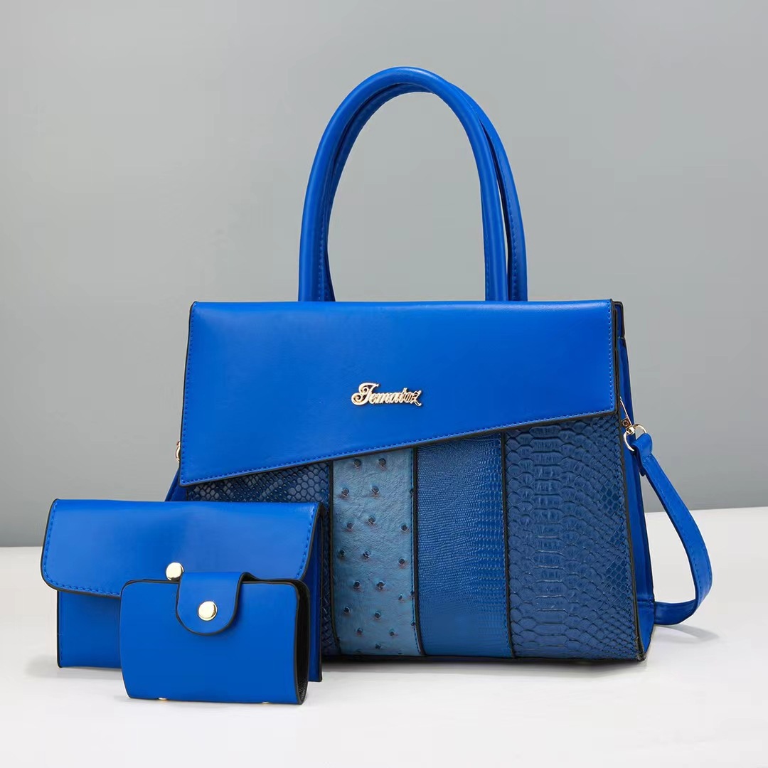 Fashionable tote bag, pu patchwork women's bag, European and American multi-piece women's bag, high-end mom bag, middle-aged women's handbag full figure