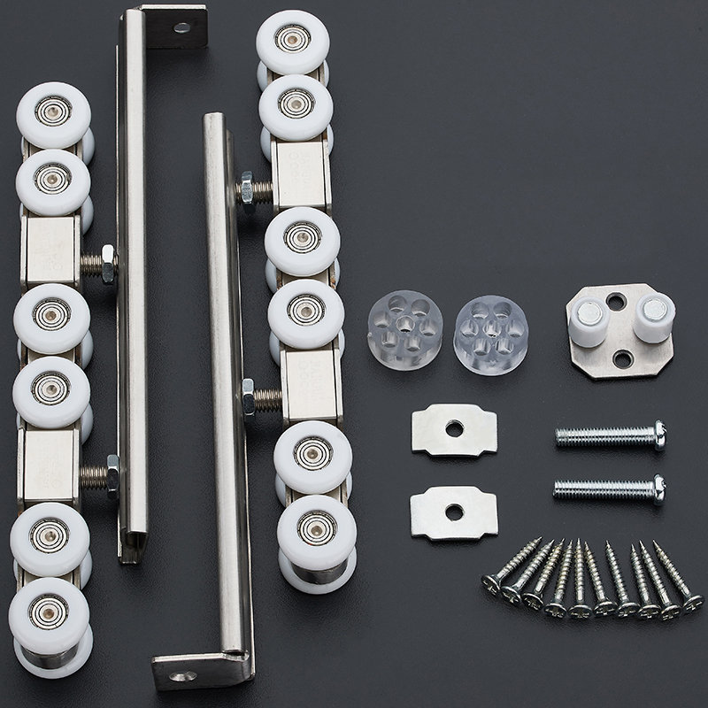 Sliding door wheels, roller tracks, sliding door guide rails, hanging wheels, hanging doors without lower rails, accessories, balcony, kitchen glass doors details Picture