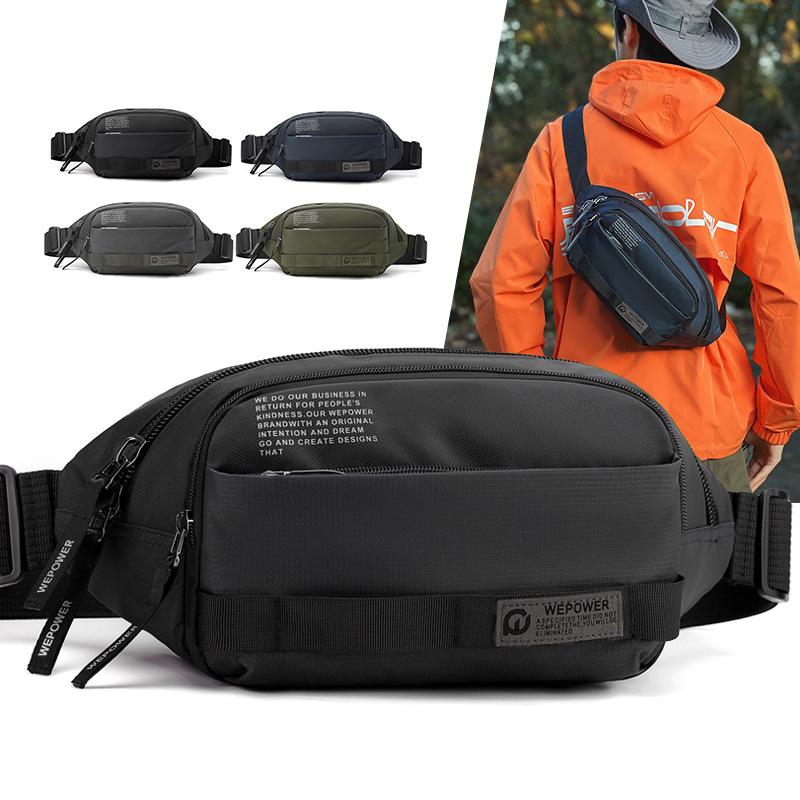WEPOWER's new men's waist bag is a simple and trendy crossbody bag, a chest bag, a sports small bag, and a travel chest bag full figure