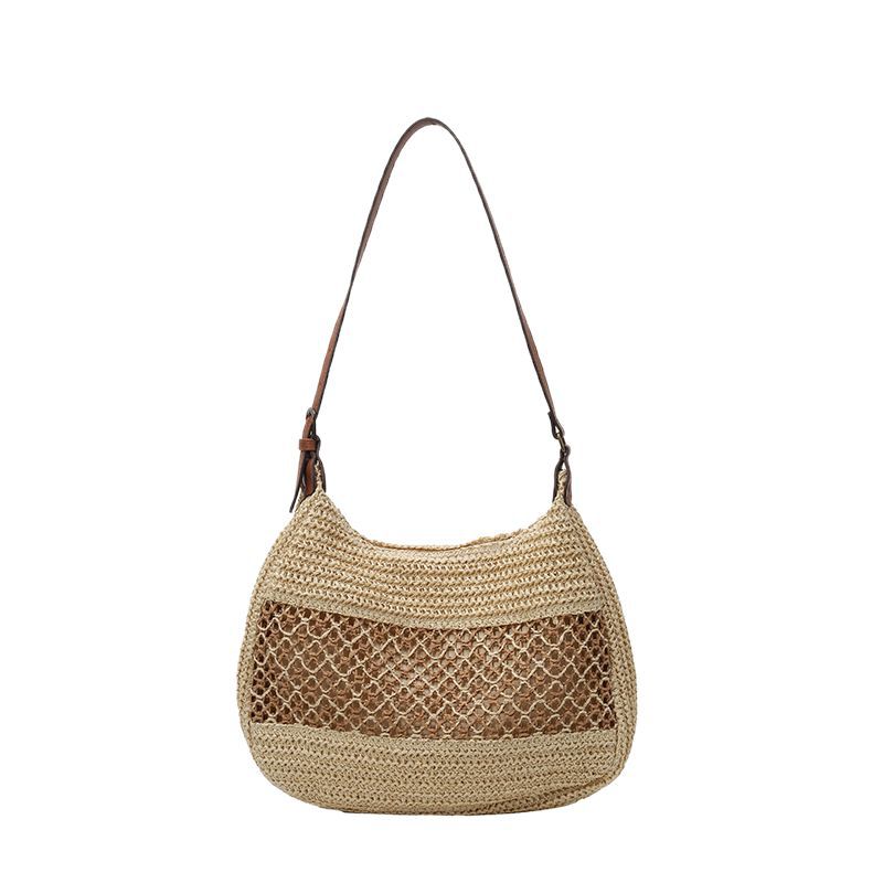 Hollowed-out Seaside Vacation 2025 New Korean-style trendy and versatile straw woven bag, large capacity, simple and casual single-shoulder bag Item Picture