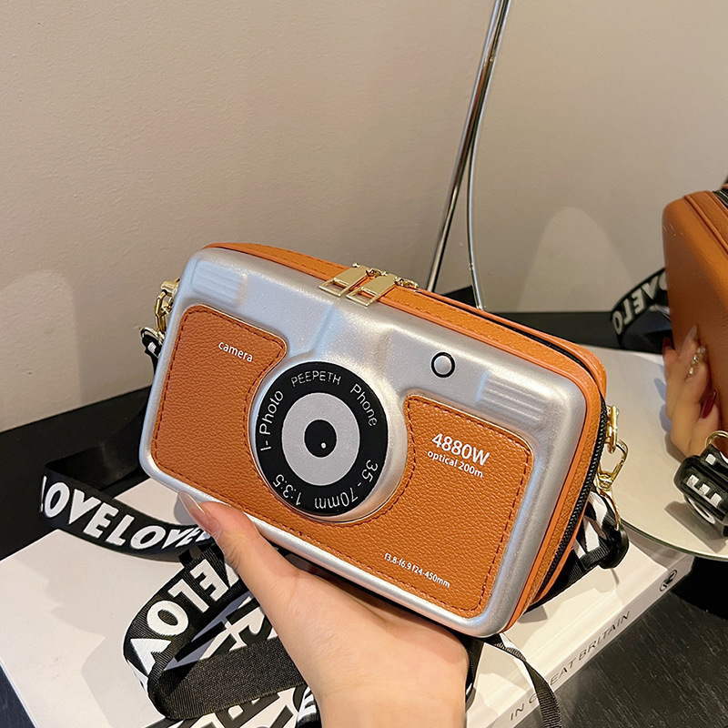 New cross-border trendy and versatile camera bag, stylish small square bag, Korean style cute color contrast fashion single-shoulder crossbody women's bag full figure